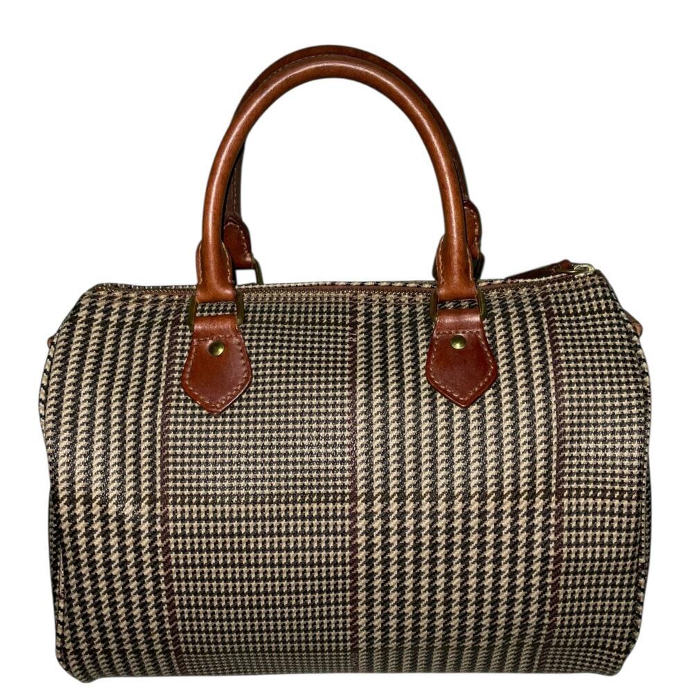 Polo Ralph Lauren Vintage Boston Duffel Top Handle Houndstooth Travel Bag - Picture 2 of 16